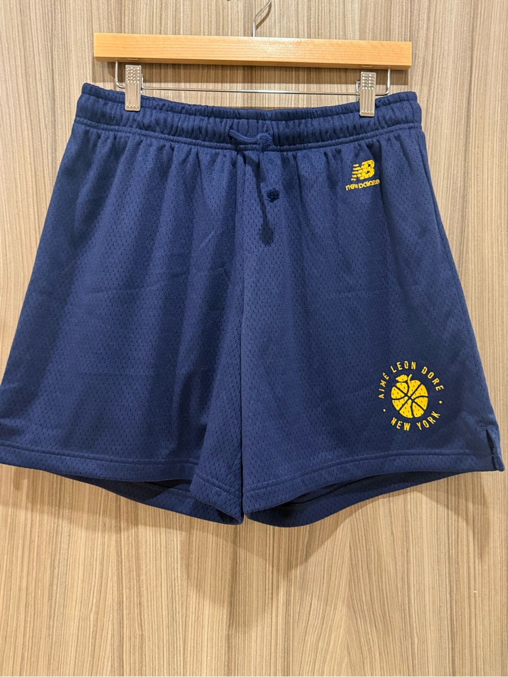 Aimé Leon Dore × New Balance Basketball Mesh Gym Shorts – Navy/Yellow – Size M